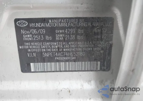 2010 Hyundai Sonata Gls из США, поврежденный, VIN 5NPET4AC7AH652180
